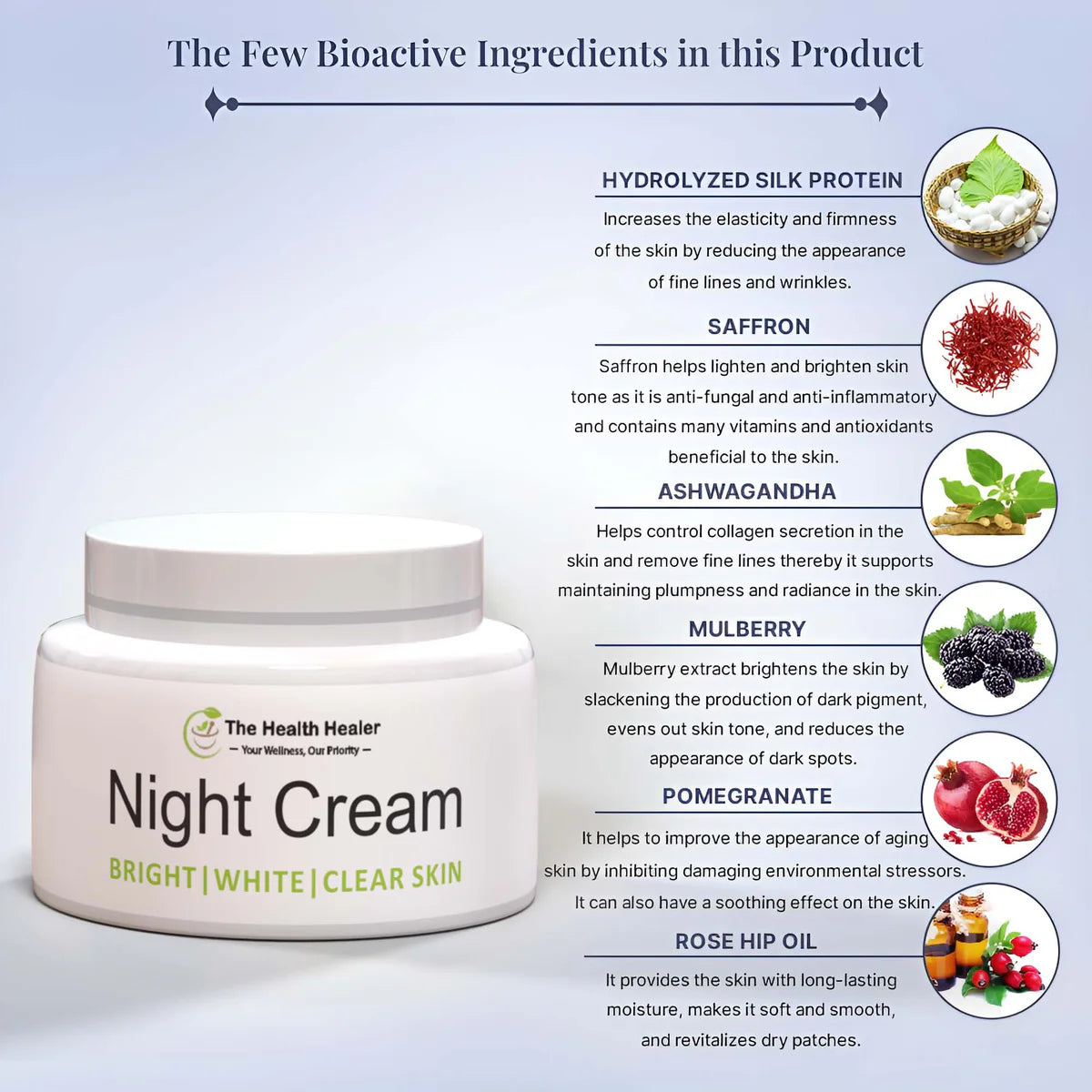 The Health Healer Night Cream For Bright, White And Clear Skin (100% Original)