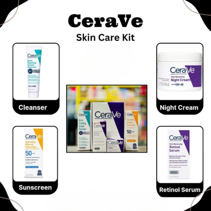 CeraVe 4 in 1 Skincare Bundle - Night Cream, Sunblock, Cleanser & Serum